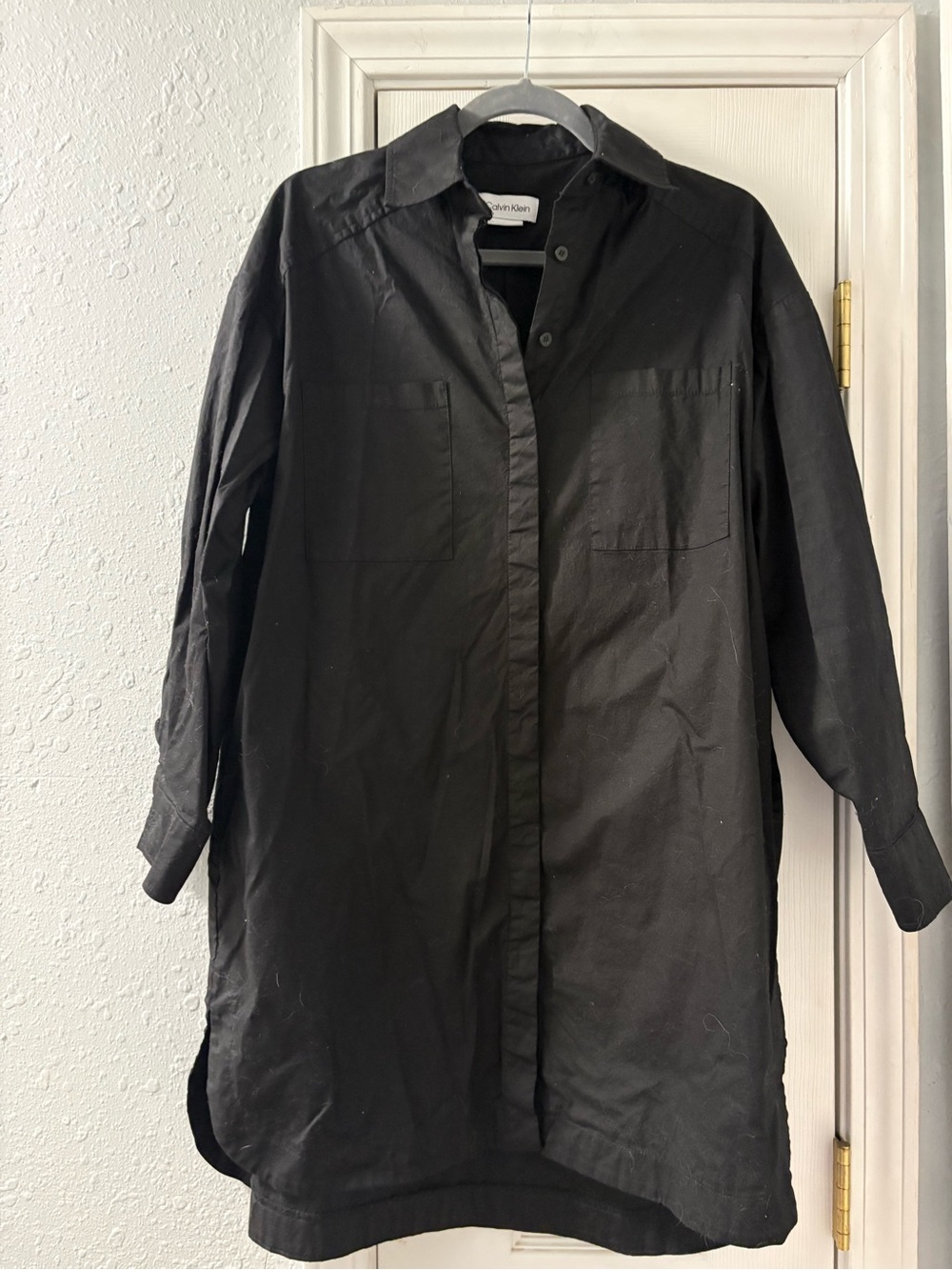 Calvin Klein Black Longline Shirt Tunic with Chest Pockets